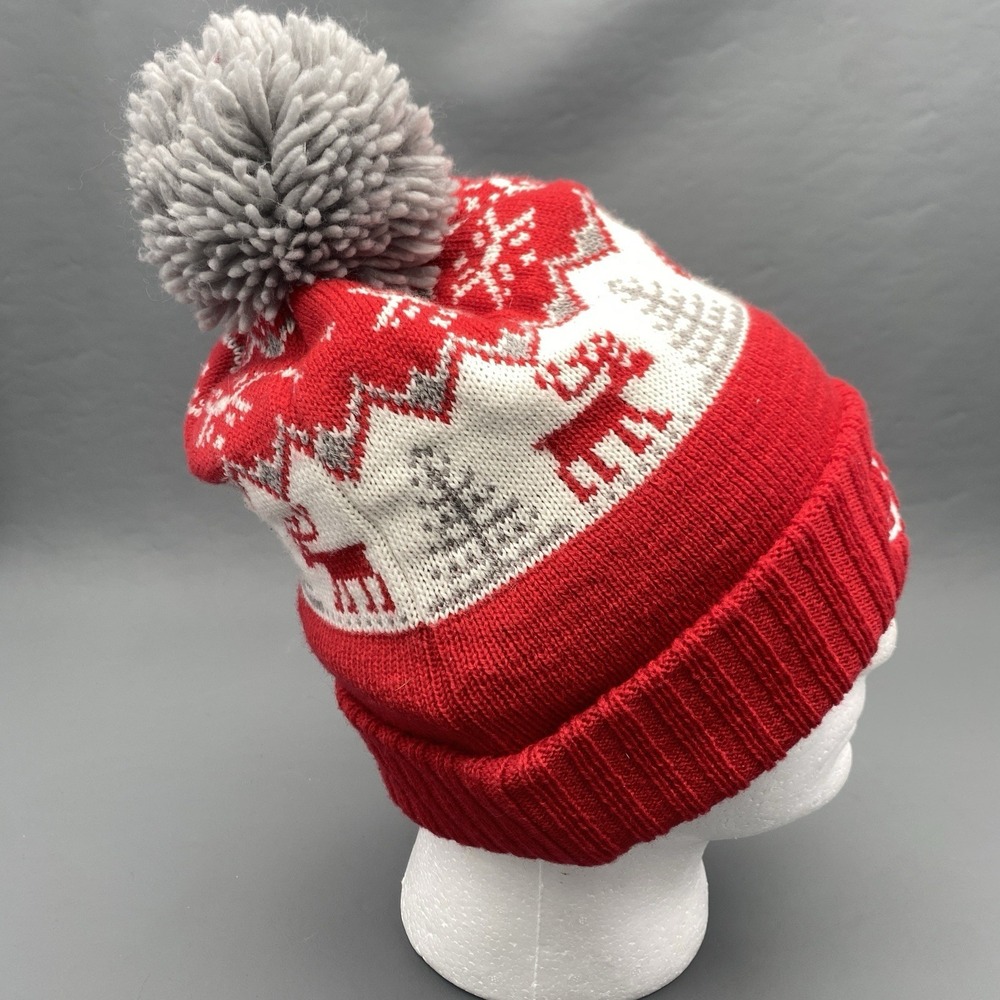 Houston Rockets Christmas Red/White NBA Cuffed Knit Hat Beanie With Pom Red - Picture 2 of 6